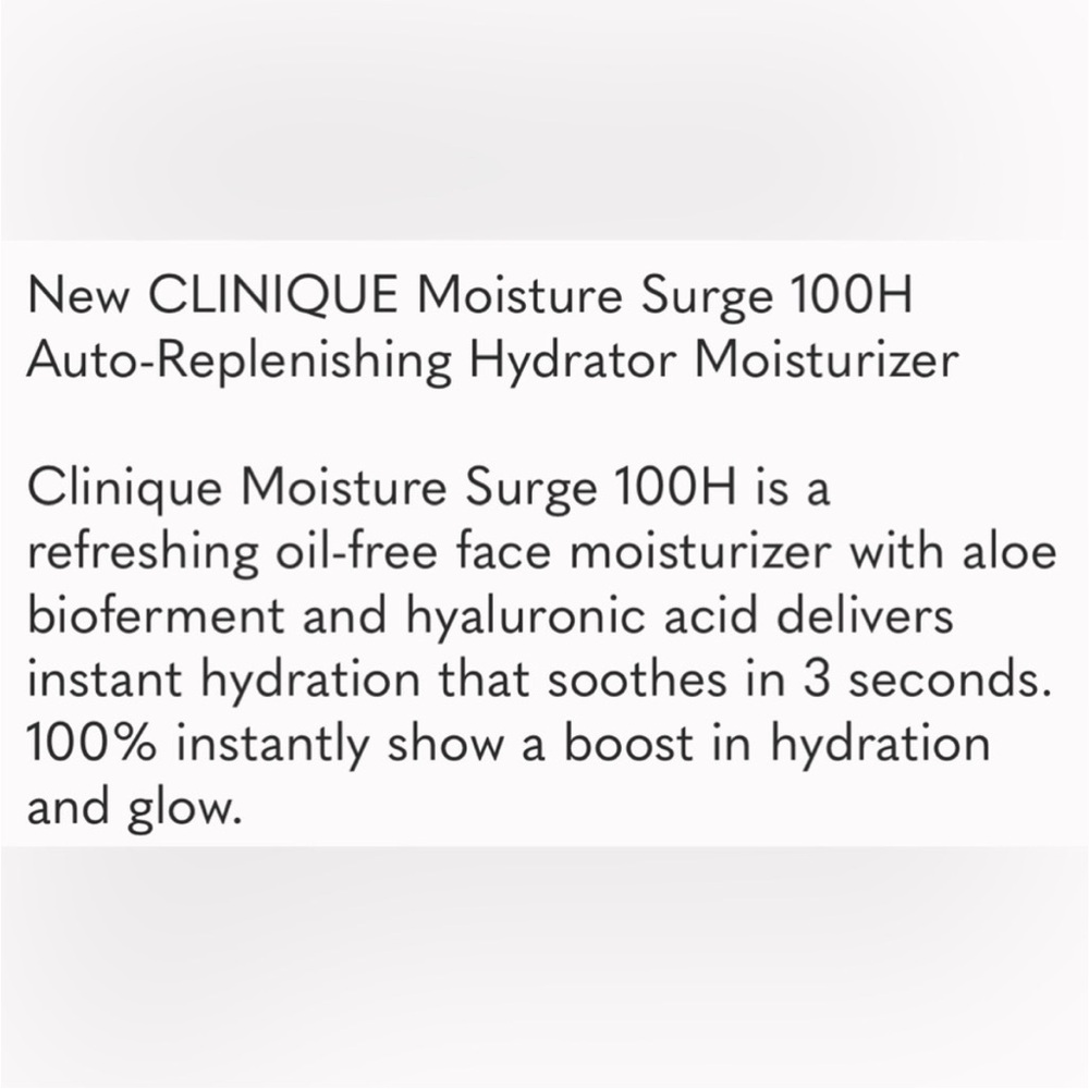 Clinique’s - Moisture Surge Auto-Replenishing Hydrator 100H-Full Size NEW - Picture 6 of 7